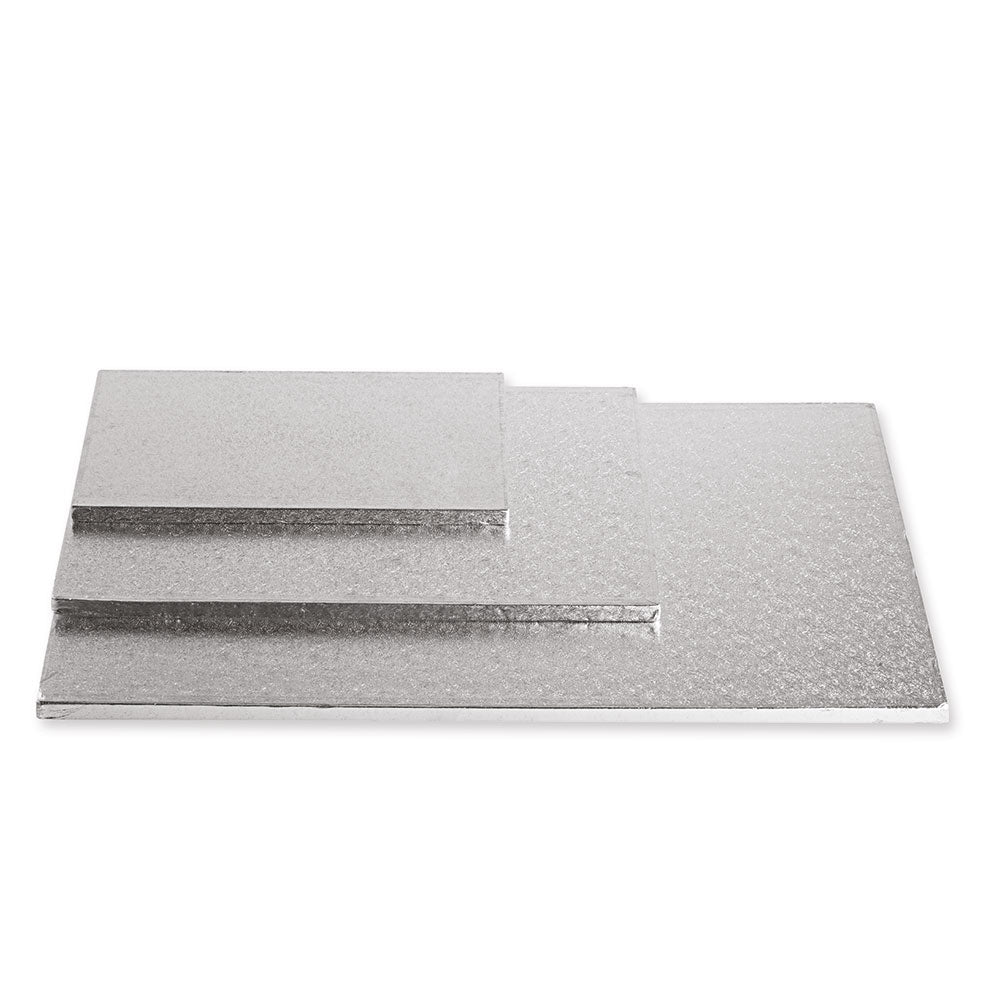 Platforme dreptunghiulare argintii pentru torturi si prajituri, DIVERSE DIMENIUNI, 1 buc/set